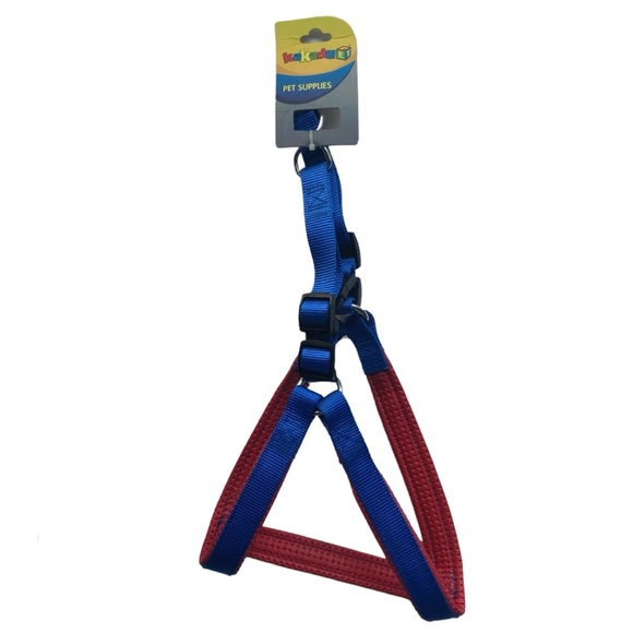 Dog Harness + Leash Set NEW NWT Blue Red Padded - Picture 3 of 13